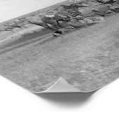 Poster Les cow-boys assis autour du chariot photo (Coin)