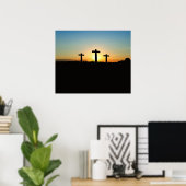 Poster Les croix de crucifixion au coucher du soleil (Bureau à domicile)