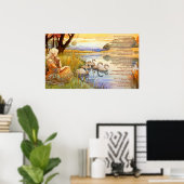 Poster Les cygnes sauvages à Coole poème et oeuvre d'art (Bureau à domicile)