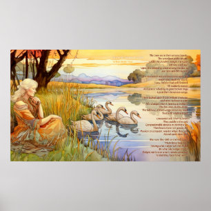 Poster Les cygnes sauvages à Coole poème et oeuvre d'art