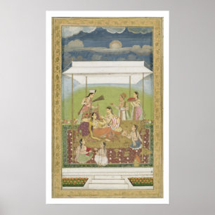 Poster Les dames écoutant de la musique dans un jardin, d