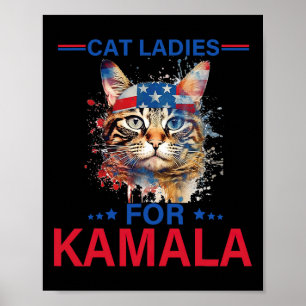Poster Les Dames Pour Kamala Drôle Chat 2024 Président Ka