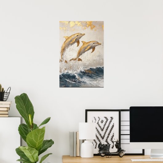 Poster Les dauphins dans l'océan (Bureau à domicile)