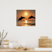 Poster Les dauphins du coucher du soleil (Cuisine)