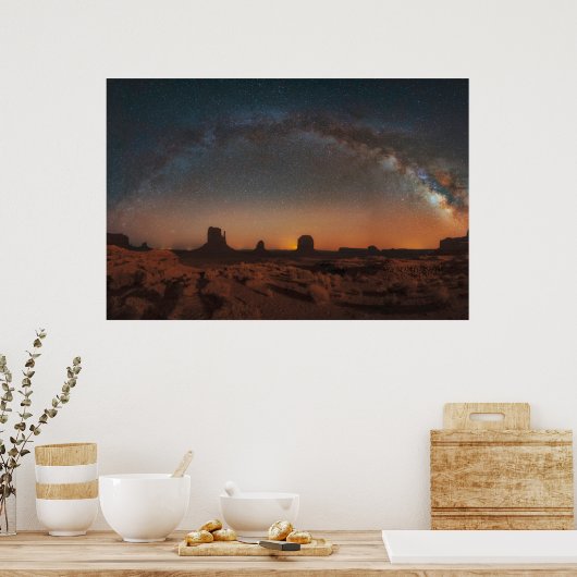 Poster Les déserts | Ciel étoilé au-dessus d'un paysage d (Cuisine)