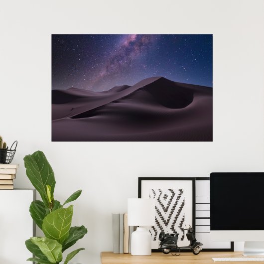 Poster Les déserts | Lait Way Starry Sky Sand Dune Dubai (Bureau à domicile)