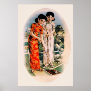 Poster Les Deux Beautés - 1930 Chinese Golf Print