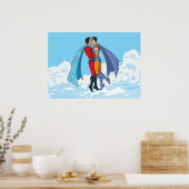 Poster Les deux superhéros de SlipperyJoe embrassant un v (Cuisine)