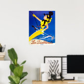 Poster Les Diablerets, femme sur un télésiège (Bureau à domicile)