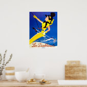 Poster Les Diablerets, femme sur un télésiège (Cuisine)