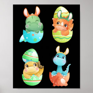 Poster Les dinosaures éclosent d'œufs de Pâques 