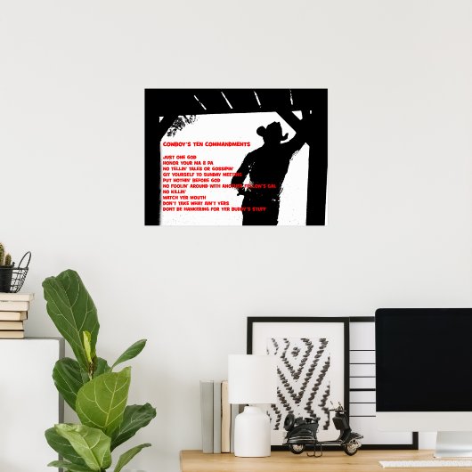 Poster Les dix commandements de Cowboy (Bureau à domicile)