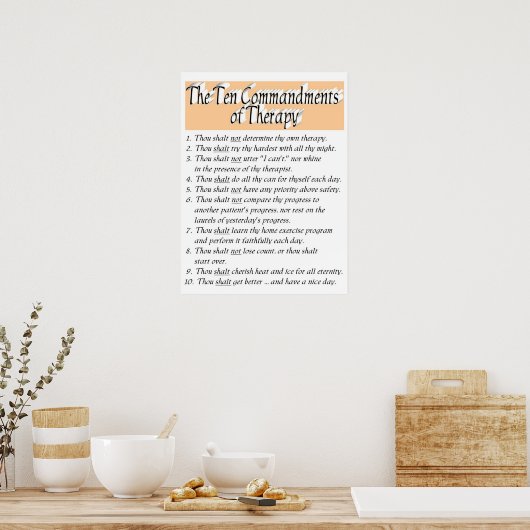 Poster Les dix commandements de la thérapie (Cuisine)