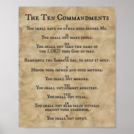 Poster Les Dix Commandements Imprimer Presse sur Parchemi (Devant)