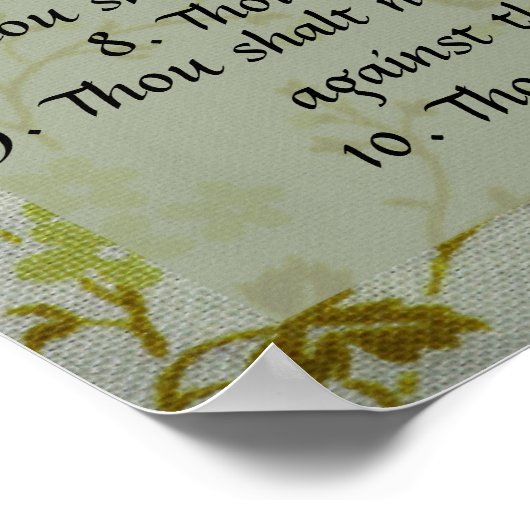 Poster Les Dix Commandements verset de la Bible Exode 20 (Coin)