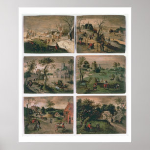 Poster Les douze mois de l'année : janvier, février,