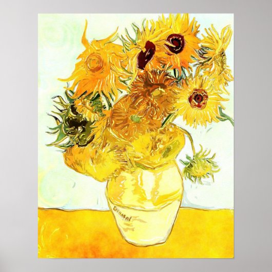 Poster Les douze tournesols de Vincent Van Gogh (Devant)