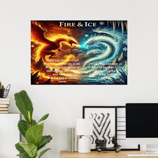 Poster Les dragons du feu et de la glace (Bureau à domicile)