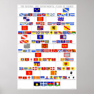 Poster Les drapeaux régionaux et ministériels de la Franc