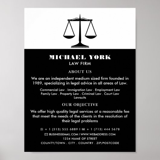 Poster Les échelles de la justice, services juridiques Pu (Devant)