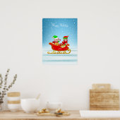 Poster Les elfes de Noël en traîneau avec des présents (Cuisine)