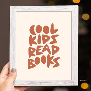 Poster Les enfants cool lisent des livres Brun Typographi