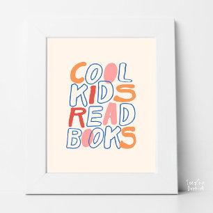 Poster Les enfants cool lisent des livres Typographie rét