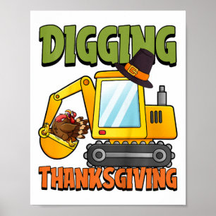 Poster Les enfants creusent Thanksgiving Day Cool Excavat