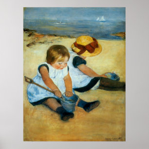 Poster Les enfants de Mary Cassatt sur la plage (1884)