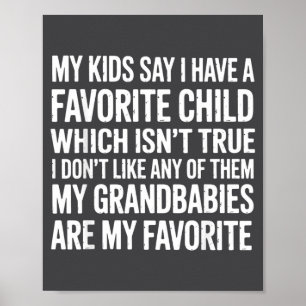 Poster Les enfants disent que j'ai un préféré non c'est m