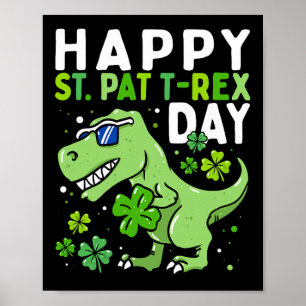 Poster Les enfants heureux St Pat Trex Day Dino St Patric