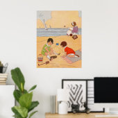 Poster Les Enfants Jouant À L'Affiche De La Plage (Bureau à domicile)