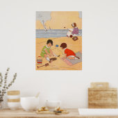 Poster Les Enfants Jouant À L'Affiche De La Plage (Cuisine)