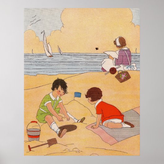 Poster Les Enfants Jouant À L'Affiche De La Plage (Devant)