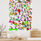 Poster Les Enfants Sont Super Belle Cartoon Stick Figure  (Cuisine)