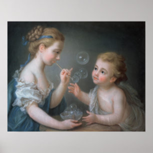 Poster Les enfants soufflent des bulles