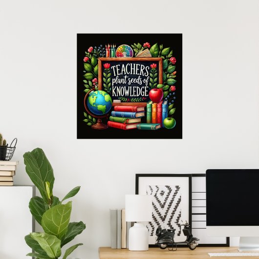 Poster Les enseignants plantent des graines d'art de mots (Bureau à domicile)