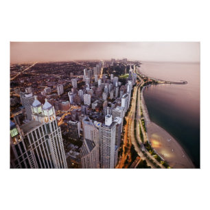 Poster Les Etats-Unis, l'Illinois, Chicago, vue aérienne