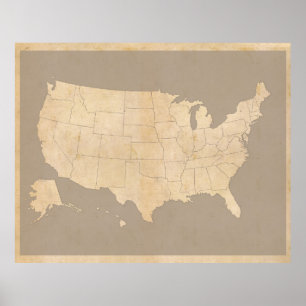 Poster Les Etats-Unis vintages tracent