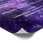 Poster Les étoiles de nuit. Menu du bar à boissons mariag (Coin)