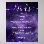 Poster Les étoiles de nuit. Menu du bar à boissons mariag (Devant)