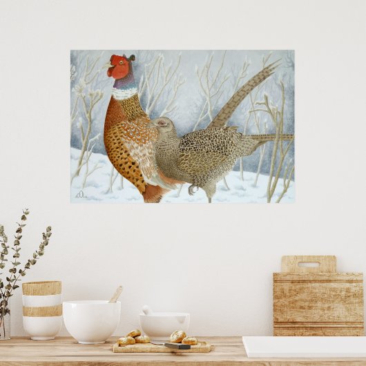 Poster Les faisans dans la neige (Cuisine)