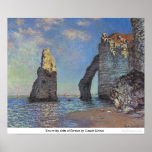 Poster Les falaises rocheuses d'Étretat par Claude Monet