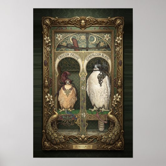 Poster Les Faucons de l'Est - Art Nouveau Fauconnerie (Devant)