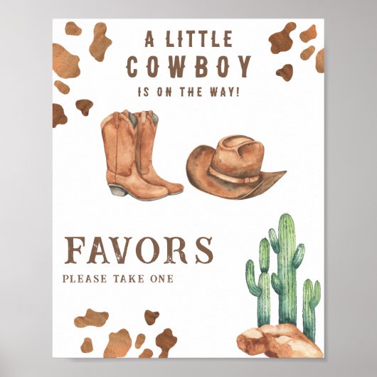 Poster Les faveurs du baby shower Cowboy (Devant)