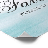 Poster Les faveurs. Mariage de script nautique bleu aquar (Coin)