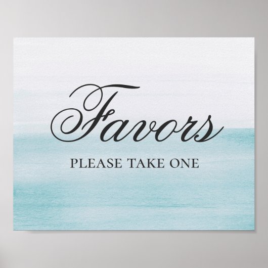 Poster Les faveurs. Mariage de script nautique bleu aquar (Devant)