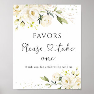 Poster Les Faveurs Mariage Roses Blanches Signer, S'Il Vo