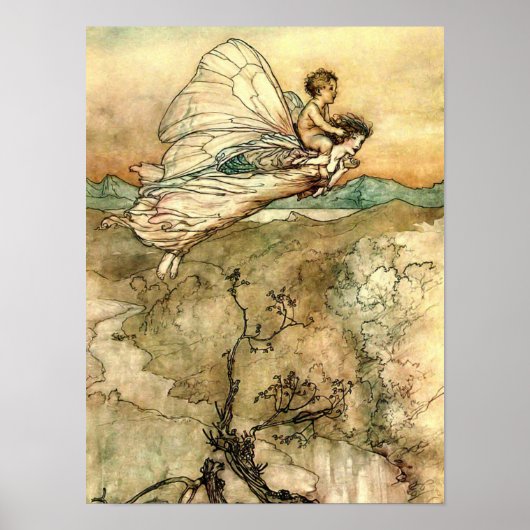 Poster Les fées en vol d'Arthur Rackham (Devant)