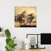 Poster Les fées ont leurs menottes avec les oiseaux (Bureau à domicile)